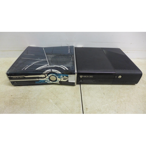 5083 - Three XBox 360 S consoles and an XBox 360 E console - includes a Halo edition XBox 360 S, also inclu... 