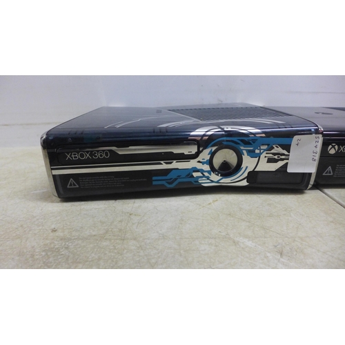 5083 - Three XBox 360 S consoles and an XBox 360 E console - includes a Halo edition XBox 360 S, also inclu... 