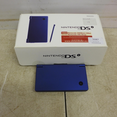 5087 - Nintendo DSI WAP-002 midnight blue handheld console - in box with charger