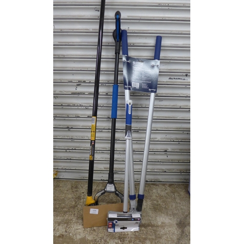 5206 - A set of Spear and Jackson Razor Sharp edging shears, a Roughneck patio and decking brush, an Unger ... 