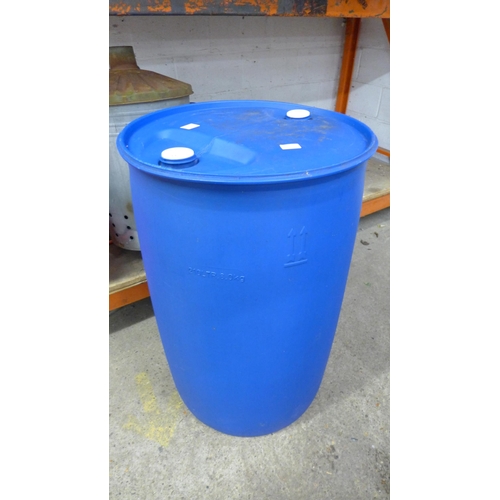 5222 - A 200 litre blue plastic barrel - used for vinegar