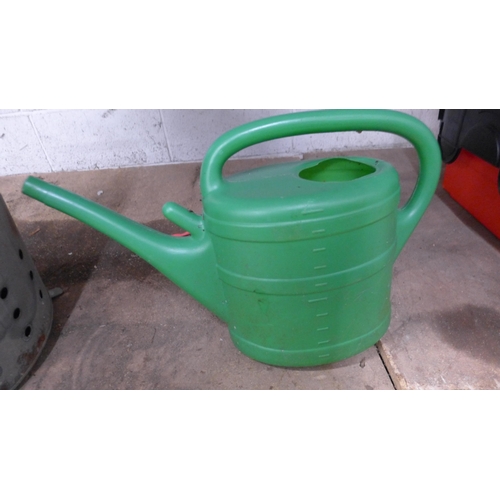 5224A - A galvanised steel incinerator bin, a watering can and a 5 litre hand pump pressure  sprayer