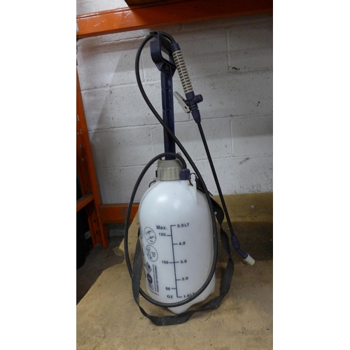 5224A - A galvanised steel incinerator bin, a watering can and a 5 litre hand pump pressure  sprayer