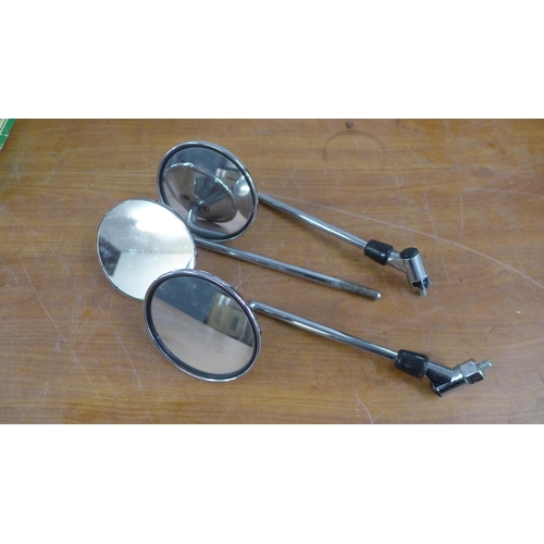 5251 - A collection of vintage wing mirrors, multi-purpose reflectors, an auto heat greenhouse fan heater a... 