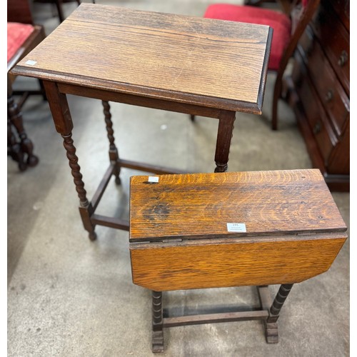 215 - An barleytwist occasional table and a drop leaf occasional table