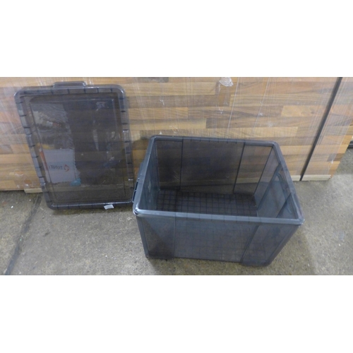 5292 - 3 x 50ltr black plastic storage boxes with lids