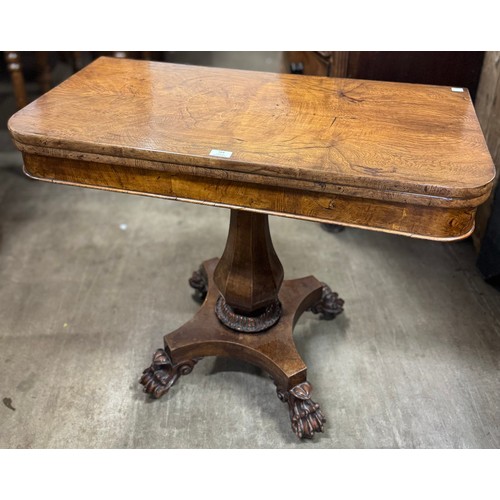 164 - A George IV mahogany D-shaped fold over tea table