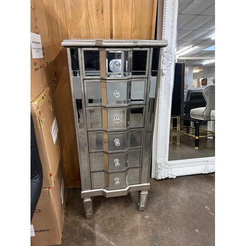 3051 - A mirrored silver 6 drawer tall boy