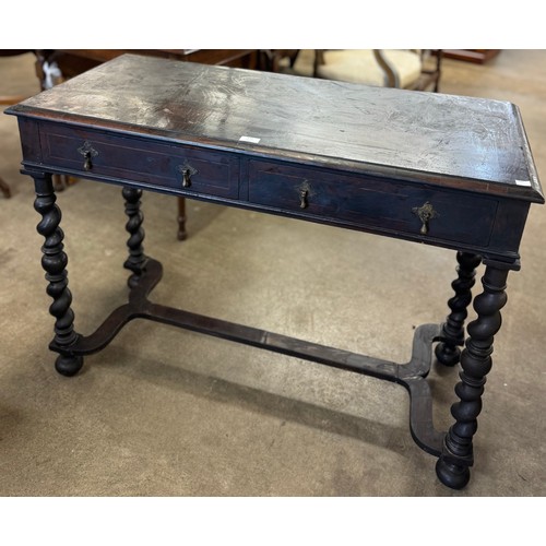 190 - A 17th Century style walnut two drawer barleytwist side table