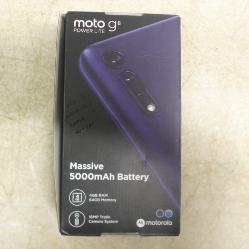 5125 - A Motorola XT2055-1 Moto G8 power-lite smartphone with box and charger - little use