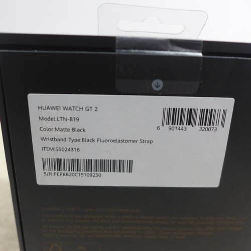 5126 - A Huawei LTN-B19 matte black GT 2 smart watch (46mm) - boxed and sealed