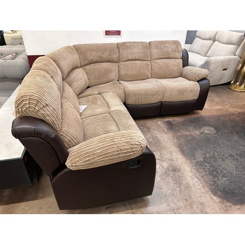 3139 - California brown and beige, corner, sofa manual reclining