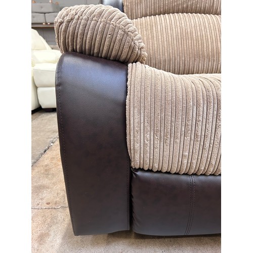 3139 - California brown and beige, corner, sofa manual reclining