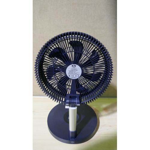 6023 - Nsa Folding Stand Fan with remote, power lead and box (336-161) *This lot is subject to Vat