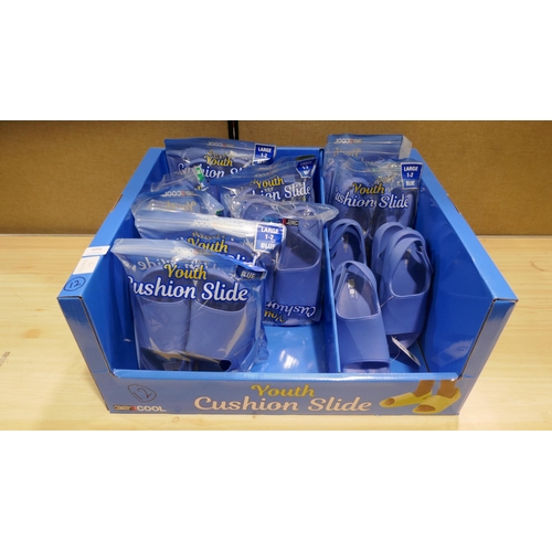 6056 - 12 x 32 Degrees Cool Youth Cushion blue slides (mixed sizes) (336) *This lot is subject to Vat