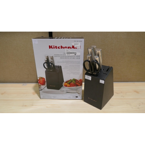 6067 - Kitchen Aid Stainless Steel Knife Block and knives (336-109) *This lot is subject to Vat