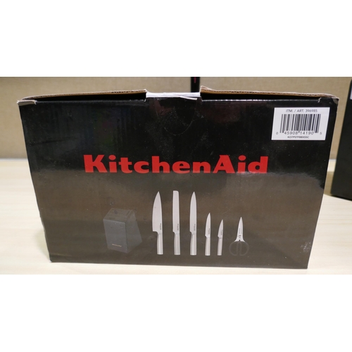 6067 - Kitchen Aid Stainless Steel Knife Block and knives (336-109) *This lot is subject to Vat