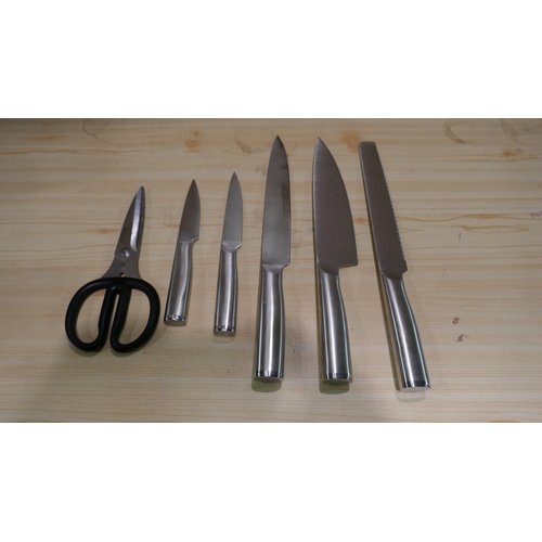 6067 - Kitchen Aid Stainless Steel Knife Block and knives (336-109) *This lot is subject to Vat