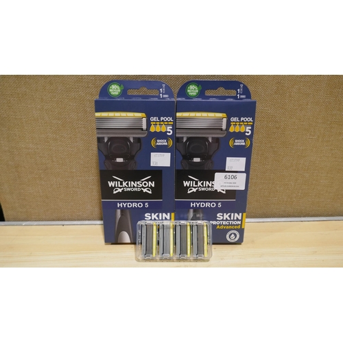 6106 - 2 x Wilkinson Hydro 5 razors and a pack of four spare blades (337-137,138) *This lot is subject to V... 