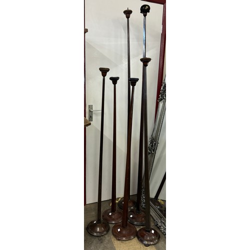 312 - Six early 20th Century tall walnut & beech hat stands