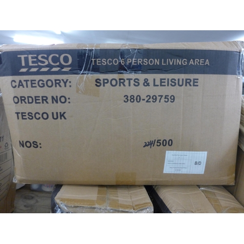 5331 - Two Tesco 6 person living area tents *This lot is subject to VAT