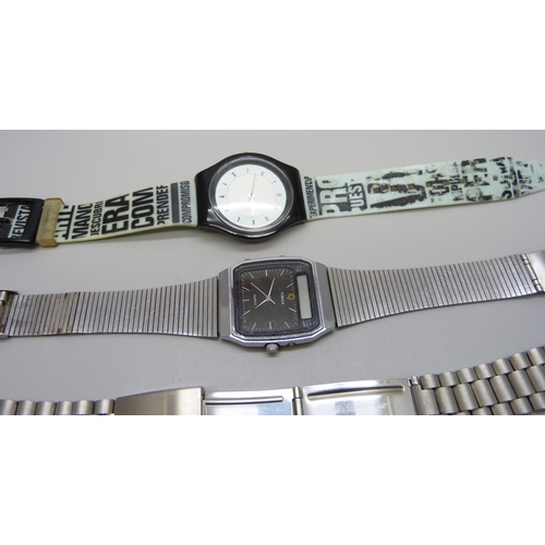 1015 - A collection of wristwatches including Timex, Milus, etc.