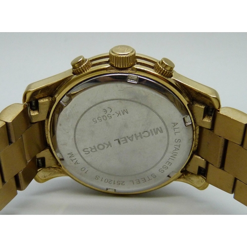 1042 - A Michael Kors gold tone chronograph wristwatch, 40mm case including crown