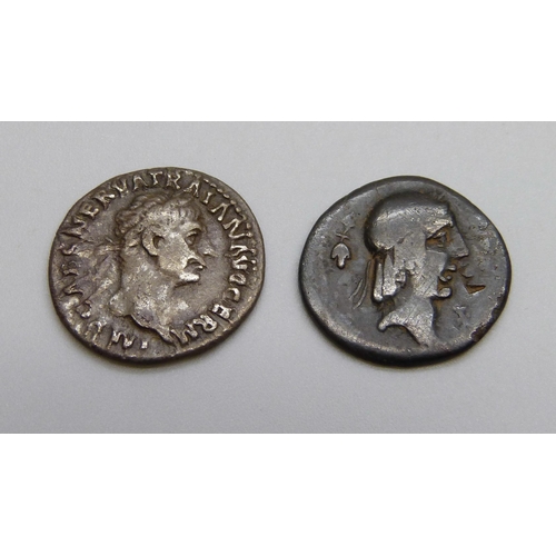 1046 - A Traianus Denarius Roman coin and a Greek coin