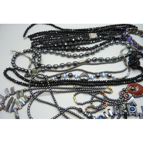 1056 - A collection of French jet & hematite jewellery