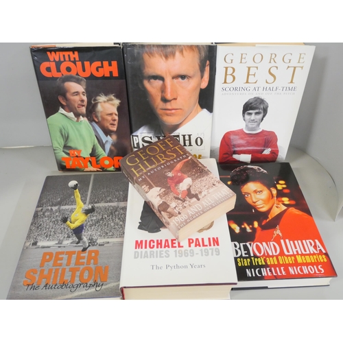 1079 - A collection of signed books including George Best, Geoff Hurst, Peter Shilton, Stuart Pearce and Pe... 