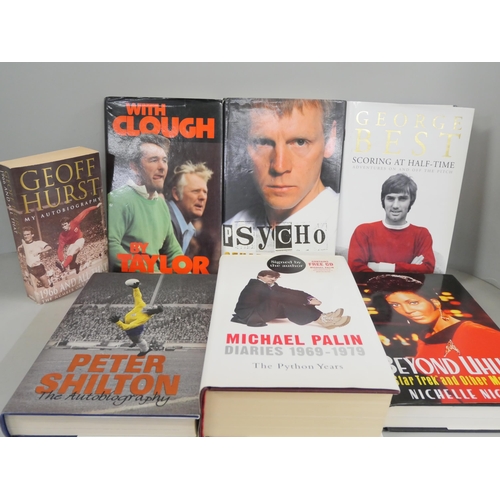 1079 - A collection of signed books including George Best, Geoff Hurst, Peter Shilton, Stuart Pearce and Pe... 