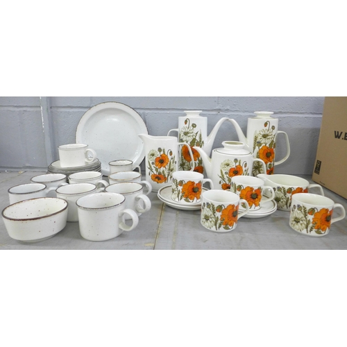 1104 - Two tea sets including Meakin Poppy pattern and Midwinter Stonehenge pattern **PLEASE NOTE THIS LOT ... 