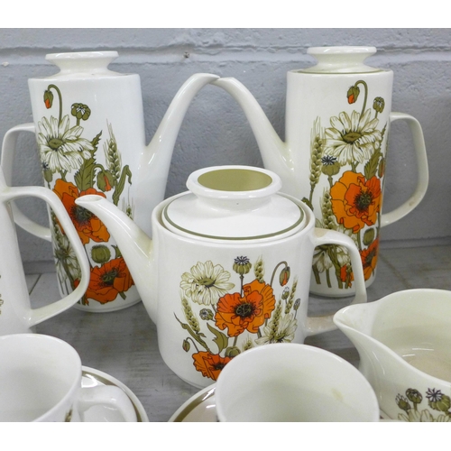 1104 - Two tea sets including Meakin Poppy pattern and Midwinter Stonehenge pattern **PLEASE NOTE THIS LOT ... 