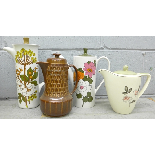 1112 - A collection of four coffee pots,  Myott, Midwinter, Wedgwood and Crown Devon **PLEASE NOTE THIS LOT... 