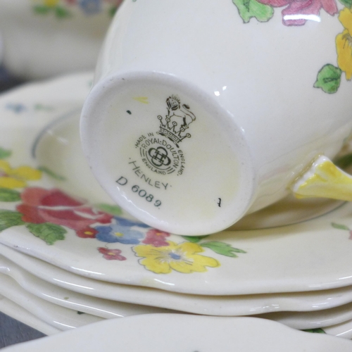 1119 - A Doulton Henley pattern part tea service and a Wedgwood Suzie Cooper designed Glen Mist pattern par... 