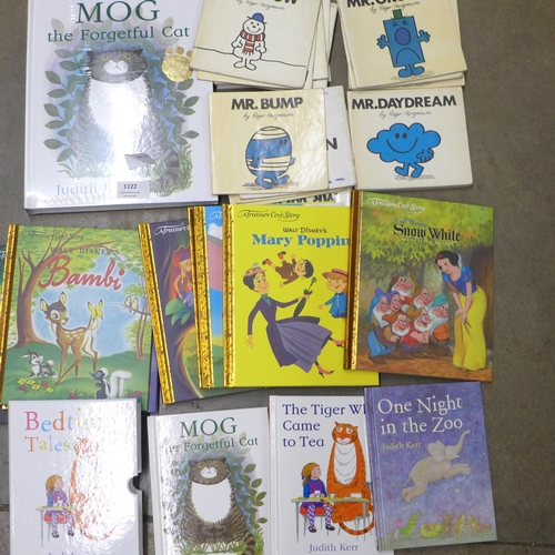 1122 - A collection of children's books including 1970's Mr Men books, Walt Disney, Bedtime Tales and Mog t... 