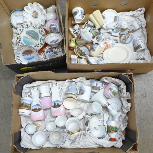 1127 - Three boxes of assorted Edwardian and later Souvenir china **PLEASE NOTE THIS LOT IS NOT ELIGIBLE FO... 