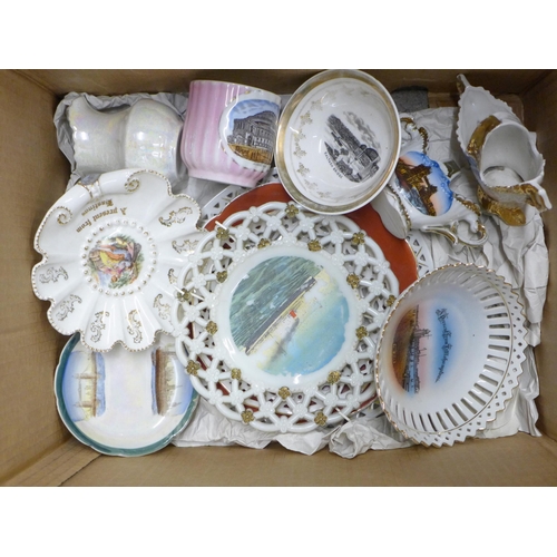 1127 - Three boxes of assorted Edwardian and later Souvenir china **PLEASE NOTE THIS LOT IS NOT ELIGIBLE FO... 