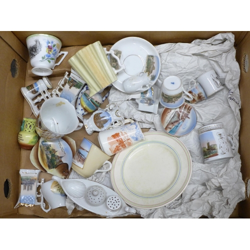 1127 - Three boxes of assorted Edwardian and later Souvenir china **PLEASE NOTE THIS LOT IS NOT ELIGIBLE FO... 