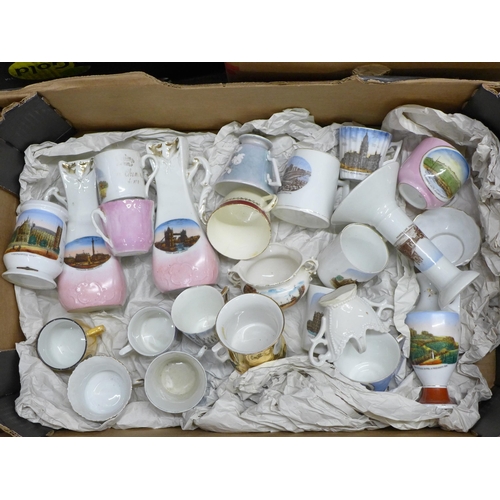 1127 - Three boxes of assorted Edwardian and later Souvenir china **PLEASE NOTE THIS LOT IS NOT ELIGIBLE FO... 