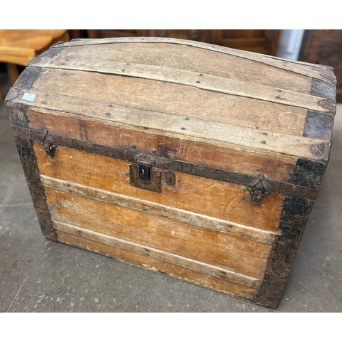 251 - A Victorian iron bound pine chest