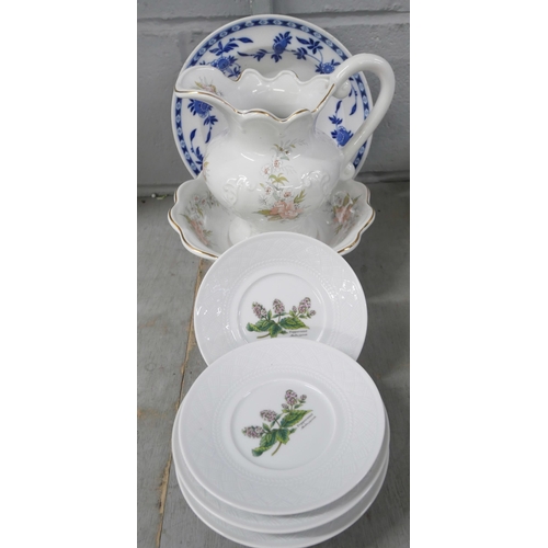 1137 - A collection of china including eight side plates, Staffordshire jug and bowl and plate **PLEASE NOT... 