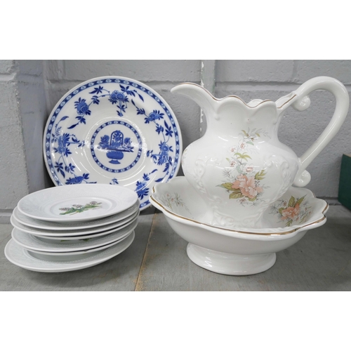 1137 - A collection of china including eight side plates, Staffordshire jug and bowl and plate **PLEASE NOT... 