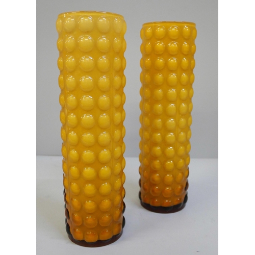 608 - A pair of Italian 1960's mustard coloured glass vases