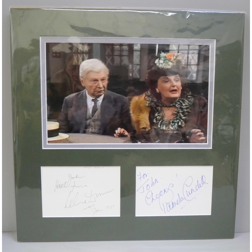 610 - A Dad's Army signed display, Clive Dunn & Pamela Lundell, no COA