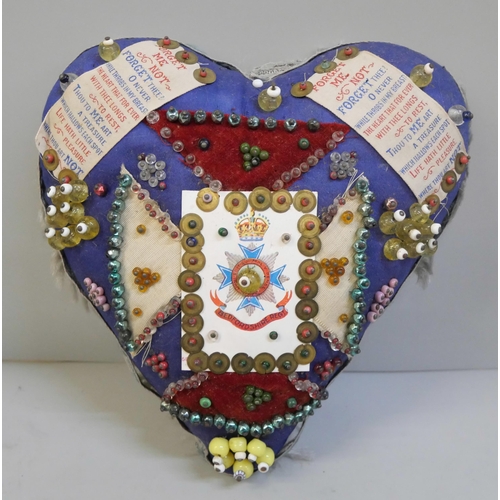 620 - A Military themed heart shaped sweetheart cushion