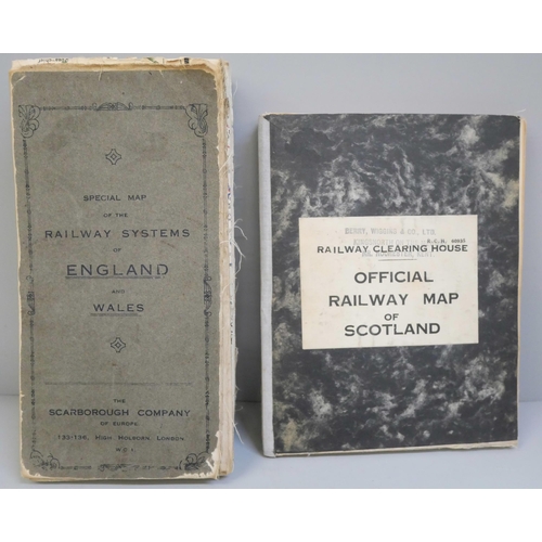 640 - A Special Map of the Railway Systems of England and Wales and an official Railway Map of Scotland, b... 