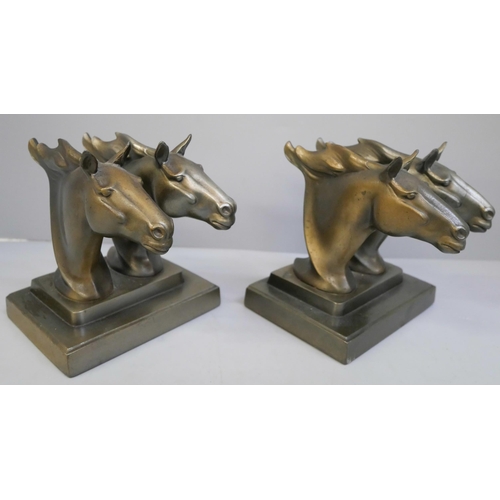 643 - A pair of Frankart mustang horse bookends, early 20th Century