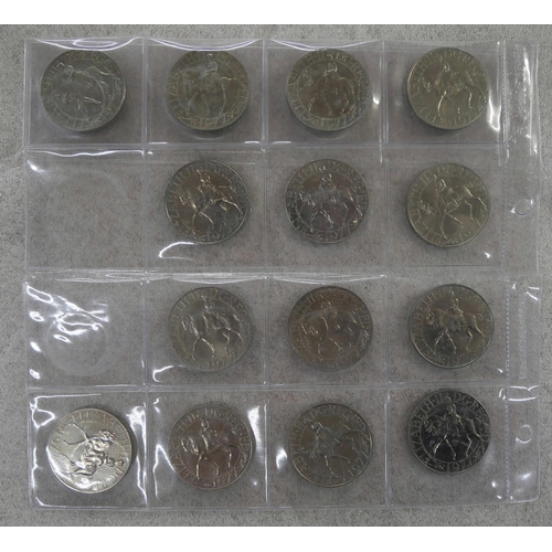 648 - A small collection of twenty 50 pence commemorative coins plus fourteen commemorative crowns