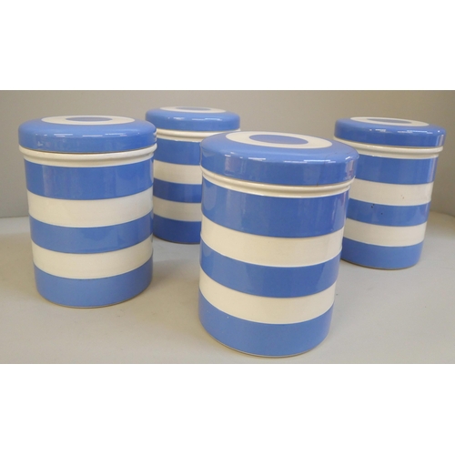 677 - Four TG Green Cornish ware storage jars, one a/f